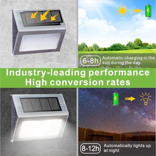 XLUX White Solar Lights for Deck Step Fence Post, SST Housing, 6 Pack - Image 5