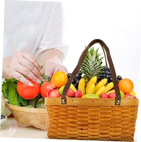 Yardwe 2pcs Outdoor Woven Picnic Basket Sturdy Handle Capacity Fruit Vegetable Storage for Picnics Parties and Home Organization Rustic Design for Easy Carrying - Image 7