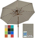 EliteShade USA 10-Year-Non-Fading 9ft Market Patio Umbrella, Commercial Grade Table Sun Umbrella with 80 Solar LED Lights, Crank Open, Windproof & UPF 50+ UV Protection for Garden, Deck, Pool, Backyard, Taupe by EliteShade