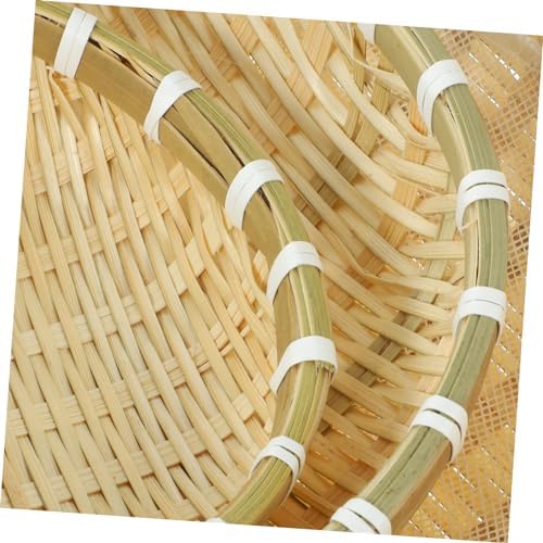 3Pcs Bamboo Woven Food Washing Basket Storage Canister Set, Khaki - Image 7