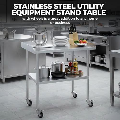 Stainless Steel Rolling Equipment Stand with Wheels (24 x 12) - Image 2