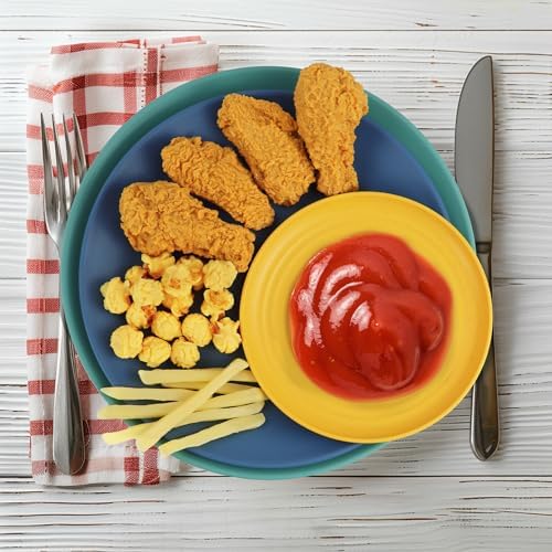 Wrova 40Pack plates and bowls sets for kids - Unbreakable wheat straw dinnerware sets service for 8 - Alternative plastic 40pcs dish sets for kitchen, camping and indoors dinning - (Colorful) - Image 4