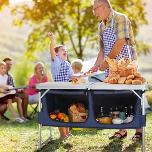 Outvita 2.3ft Portable Folding Camping Table Lightweight Suitcase White - Image 2