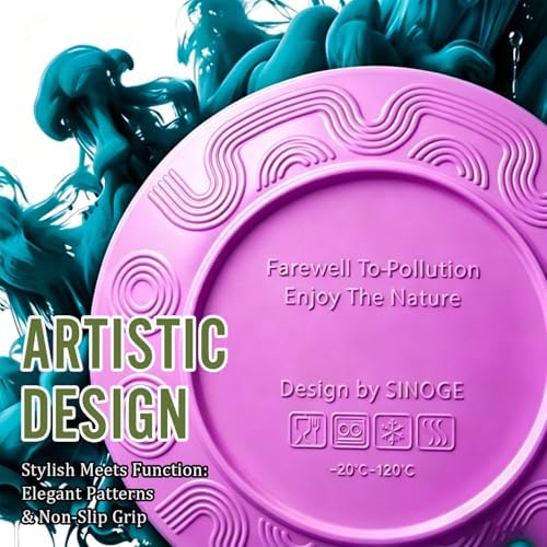 Wheat Straw Dinnerware Sets 40 PCS Bowl and Plate Sets With Cup Dishes Set for 8 Unbreakable Dish Sets Microwave Safe Plates Dinner Bowls Drinking Glasses With 4 Color - Flower Color - Image 3