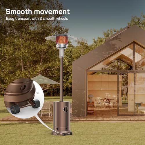 Propane Heater, 48,000 BTU Outdoor Heaters for Patio with Auto-off Safety Protection System, Double-Layer Stainless Steel with Wheels for Backyard, Deck, Garden, Porch - Image 5