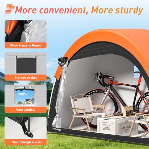Upgraded Bike Tent with Rain Cover, Outdoor Storage Shed for 2-3 Bikes - Image 6