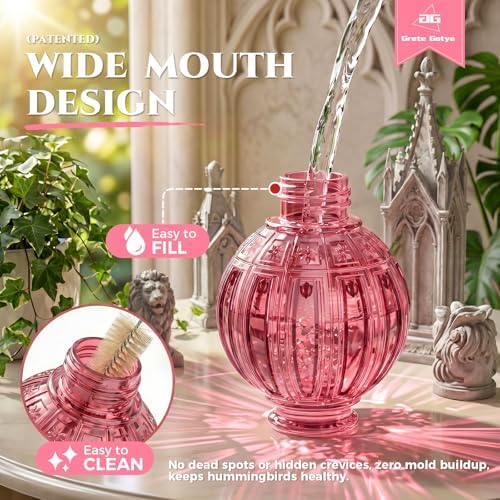 Glass Hummingbird Feeder for Outdoors Hanging, 26 fl oz Bird Nectar Feeder - Image 3