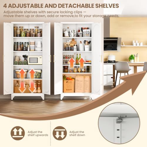 75"Kitchen Pantry Cabinet, Storage Cabinet with Doors and Shelves - Image 5