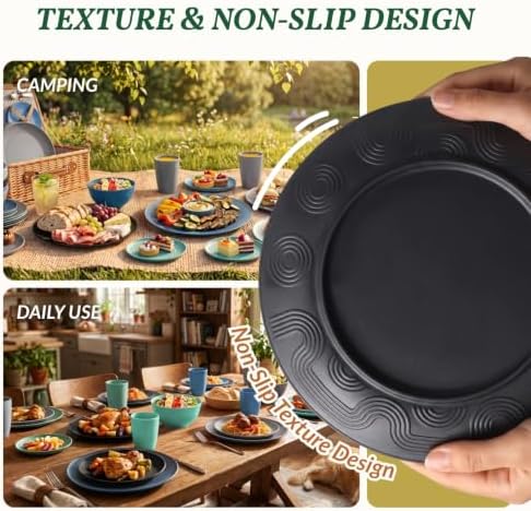 Homienly 40 Piece Premium Wheat Straw Dinnerware Sets for 8 Unbreakable Plates and Bowls Sets Microwave and Dishwasher Safe Dinner Plates Set Camping, Apartment, Kids, Outdoor, RV, Party-Nightscape - Image 7