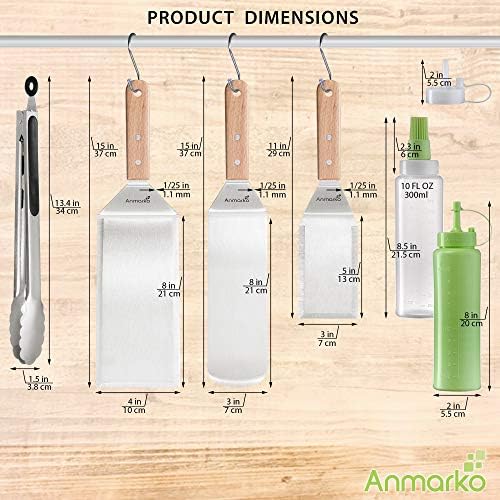 Metal Spatula Set of 6 - Griddle Accessories kit - Grill Flat Spatula Pancake Flipper Hamburger Turner - Metal Utensil Great for BBQ Grill Flat Top Cast Iron Griddle - Image 6