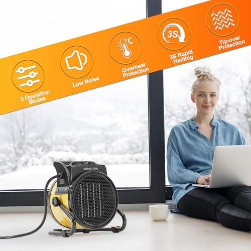 Outdoor Heater for Patio, 1500W Electirc Greenhouse Heater, Yellow - Image 6
