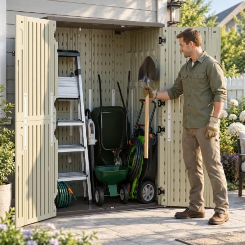 Macrout 50 Cu Ft Outdoor Storage Cabinet, Waterproof Resin Shed SU5462 - Image 3