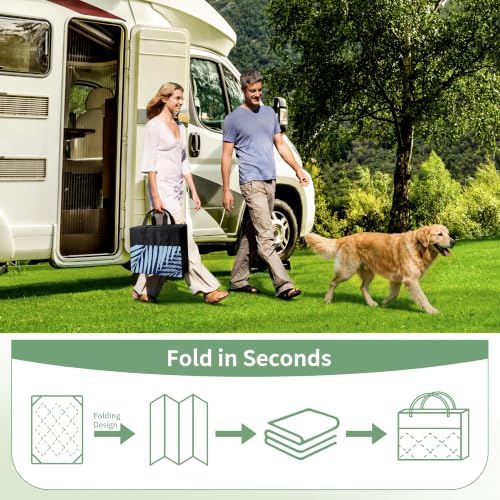 GENIMO Outdoor Rug, Waterproof Plastic Rugs 10'x14' for Camping Blue - Image 6