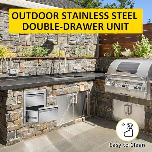 Outdoor Kitchen Drawers 14" W x 15"H x 23"D Double BBQ Drawers Stainless Steel Built-in Drawer for Outdoor Kitchen Island, Patio Grill Station - Image 5
