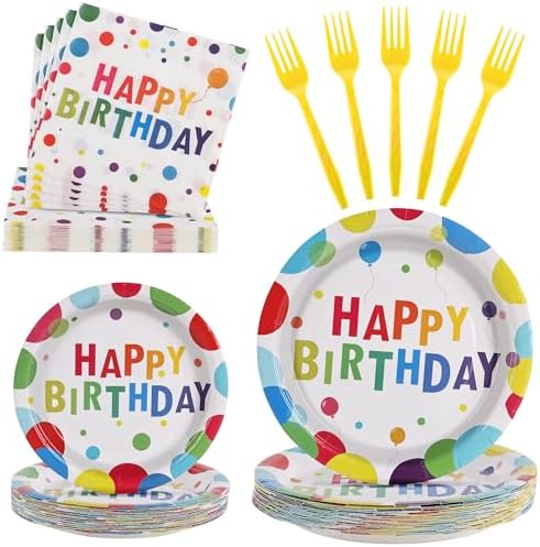 100 Pcs Disposable Birthday Party Tableware Set for 25 Guests by COSINIA
