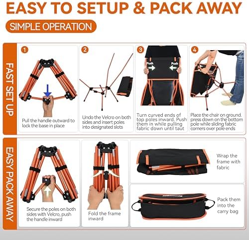 MARCHWAY Lightweight High Back Folding Camping Chair with Head Support - Image 6