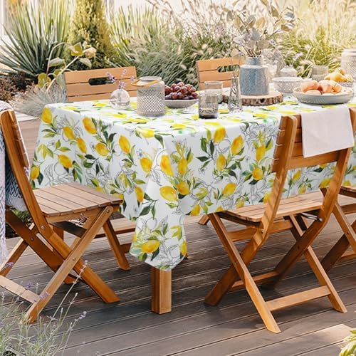 Outdoor Tablecloth with Umbrella Hole Lemon Print Outdoor Table Cover, Windproof & Easy Install Patio Tablecloth for Picnic, Garden, Backyard & Summer Parties 60 x 84 in - Image 2