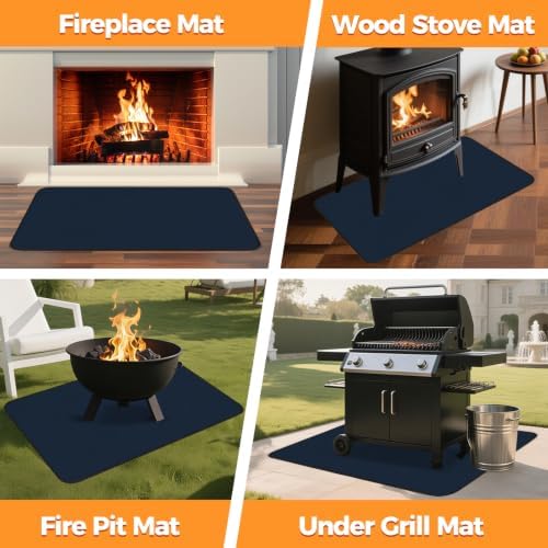 Fireproof Fireplace Rug for Home Protection, 4'11'' x 3'4'' x 0.04'', Blue - Image 7