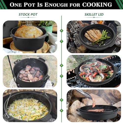 HaSteeL 5QT Cast Iron Dutch Oven Camping Pot with Stainless Steel Scrubber - Image 7