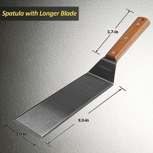 Stainless Steel Metal Spatula, Long Griddle Spatula, Hamburger Smasher Turner Scraper - Pancake Flipper - BBQ Turner and Flat Top Griddle Fliiper - Commercial Grade,3x8 inch - Image 2
