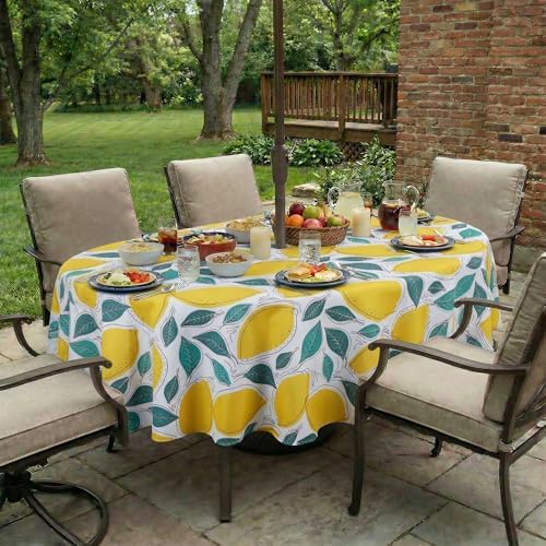 EHouseHome Outdoor Indoor Tablecloth with Umbrella Hole for Oval Table,Waterproof Patio Table Cloths, Spring/Summer Table Covers with Zipper for Backyard Circular Table/BBQs/Picnic,60 x 84 inches by EHouseHome