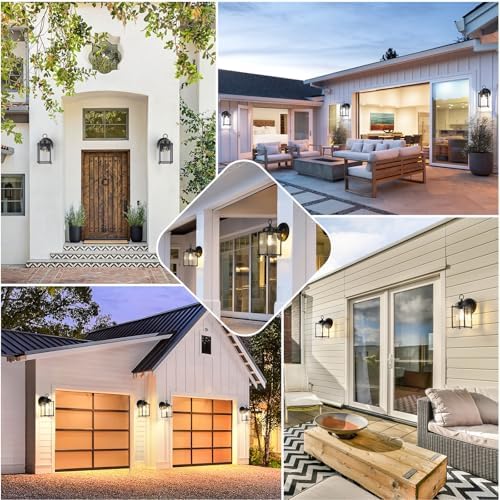 MATAMEYE Outdoor Wall Lantern, Exterior Waterproof Wall Sconce Light Fixtures, Black Front Door Lighting, Anti-Rust E26 Socket Porch Lamp, 2 Pack - Image 7