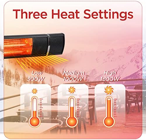 BLACK+DECKER Wall Mounted Infrared Outdoor Patio Heater, BHOW03R, Black - Image 2