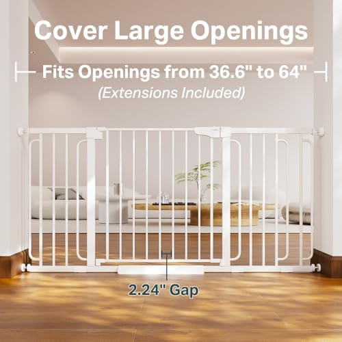 Cumbor 36.6-64 in Extra Wide Baby Gate for Stairs, Dog Gate Indoor, White - Image 2