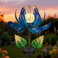 AIINY Solar Garden Lights Metal Flower Decor, Colorful Lotus Pathway Spinning Windmill with LED Cracked Crystal Ball Outdoor Decorative Stake Lighting Waterproof Flower Sculpture for Patio Yard by AIINY