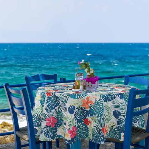 Round Outdoor Tablecloth with Umbrella Hole Umbrella Tablecloth Patio Tablecloths with Zipper for Courtyards, Terraces, and Beaches 60 in - Image 3