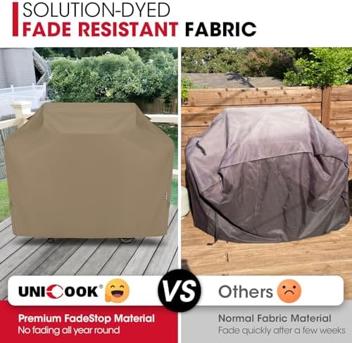 Unicook 60 Inch Grill Cover Heavy Duty Waterproof, UV Proof, Neutral Taupe - Image 5