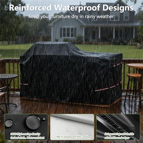 78 Inch Island Grill Cover - 600D Heavy Duty Waterproof All Weather Protection Extra Large Grill Covers,Island with Left/Right Grill Head,Grill Cover for Outdoor Grill,BBQ Cover - Image 3