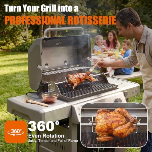 7652 Rotisserie Kit for Weber Genesis II 200/300, 13W Motor, Stainless - Image 3
