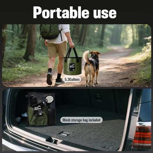 Portable Shower for Camping, 6000mAh Rechargeable Camp Shower Pump with Large Capacity Foldable Bucket, Filtered Shower Head, Outdoor Camping Shower Kit for Travel, Pet Bath, Car Washing - Image 5