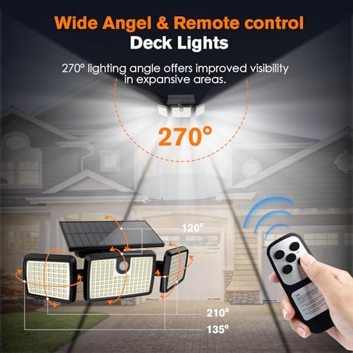 Solar Lights Outdoor, 3 Head Solar Motion Lights Outdoor with 2500LM High Brightness, Built-in Bigger Tempered Glass Solar Panel, Sensitive PIR Motion Inductor(3-Pack) - Image 5