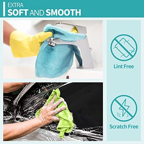 Microfiber Cleaning Cloth, 12 Pack Cleaning Rags, 12" x 12" Microfiber Towel, Lint Free Non-Abrasive Dusting Cloth, Microfiber Towels for Cars Kitchen Garage House Office - Image 5