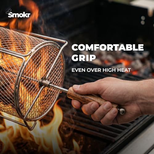 Rotating Grill Basket with Stand for Chicken Wings, 5 Pc BBQ Set - Image 5