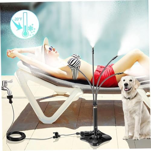 Standing Misters for Outside Patio Adjustable Height Portable Misting System with 26ft Hose Line, Flexible Outdoor Water Misters for Cooling Backyard, Porch, Garden, BBQ - Image 2
