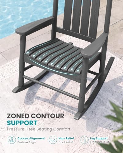 SERWALL Comfortable Outdoor Rocking Chairs Set of 2, Gray - Image 3