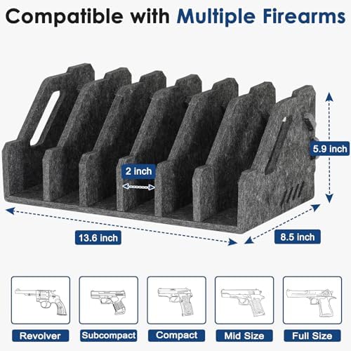 Pistol Rack for Gun Safe, Soft Felt, Handgun Rack, Revolver Firearm Holder - Image 5