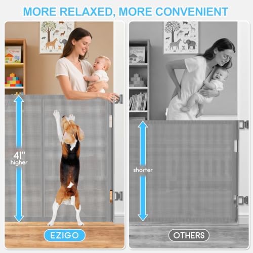 EZIGO 196 Inch Retractable Baby Gates, 41 Inch Extra Tall Retractable Gate - Image 3
