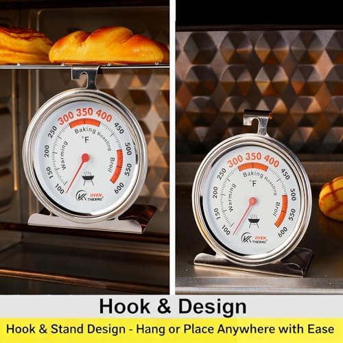 Oven Thermometer 3-Inch Large Dial, 100-600°F, Hook & Stand - Image 3