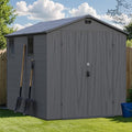 Greesum 6x8FT Plastic Outdoor Storage Shed with Floor, Dark Gray by BuynowfromGreesum