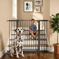 Mumeasy 29.7-48" Baby Gate for Stairs, Pressure Mounted Dog Gate for Doorways, Extra Wide Walk Thru Safety Pet Gate for Doors with Auto Close, Easy Install Child Gate for Hallway Indoor House, Black by Mumeasy-FocusonBabyPetSafetyGate