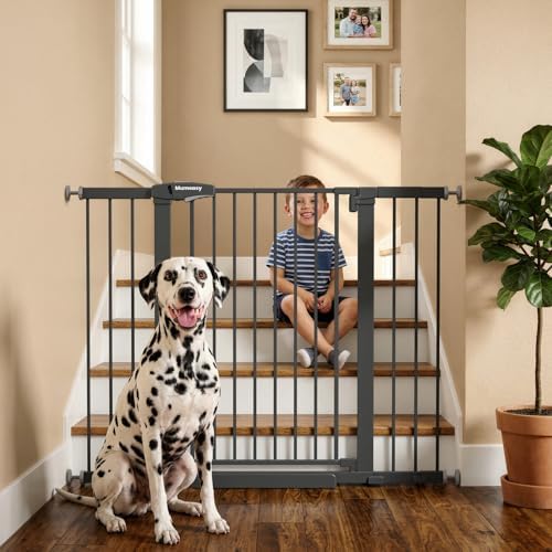 Mumeasy 29.7-48" Baby Gate for Stairs, Pressure Mounted Dog Gate for Doorways, Extra Wide Walk Thru Safety Pet Gate for Doors with Auto Close, Easy Install Child Gate for Hallway Indoor House, Black by Mumeasy-FocusonBabyPetSafetyGate