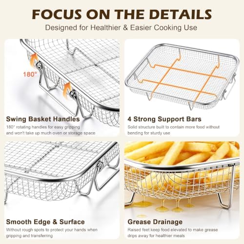 TeamFar 11.8 Inch Air Fryer Basket for Oven, Air Fryer Rack, 2 Pieces - Image 3