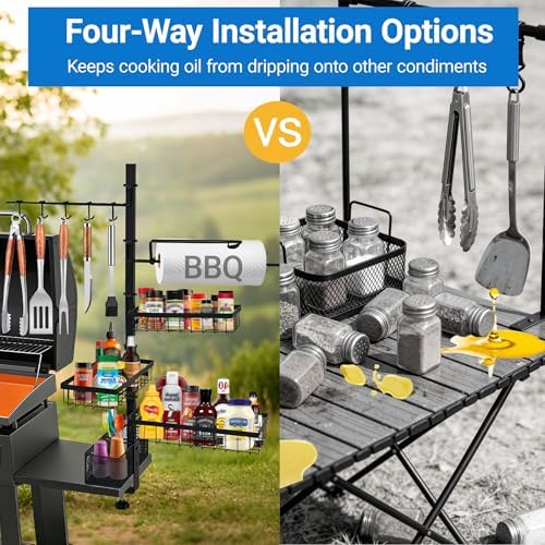 Griddle Caddy Organizer for Blackstone Griddles/Prep Cart, Grill Utensil Condiment Caddy with Paper Towel Holder, Outdoor Kitchen Grill Accessories Organizer for Camping RV Patio, Gifts for Men, Dad - Image 7
