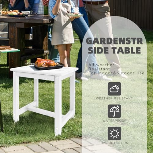 GARDENSTAR Adirondack Square Side Table,one-Tier Outdoor end Table, Patio Side Table for Pool,Porch,Backyard,Relaxing Companion (White) - Image 4