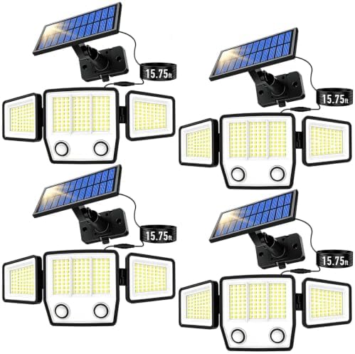 MDCMDCM Split Solar Lights Outdoor Waterproof with Dual Motion Sensors - 15.7ft Cable 3000LM Solar Security Light for Garden Patio Pathway Fence, IP65 Waterproof Solar Flood Lights for Outside by MDCMDCMSolarLightsOutdoor