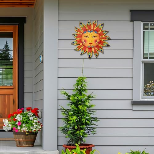 Metal Sun Flower Wall Decor,12.87 inches Sun Wall Art Hanging Decoration for Indoor and Outdoor, Garden Farmhouse Yard Patio Fence Living Room Bedroom Decor - Image 5